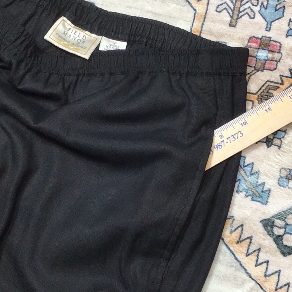 🖤 Field Manor Elegant Black Silk Blend Beaded Hem Pants with Pockets Sz.M - Picture 9 of 10